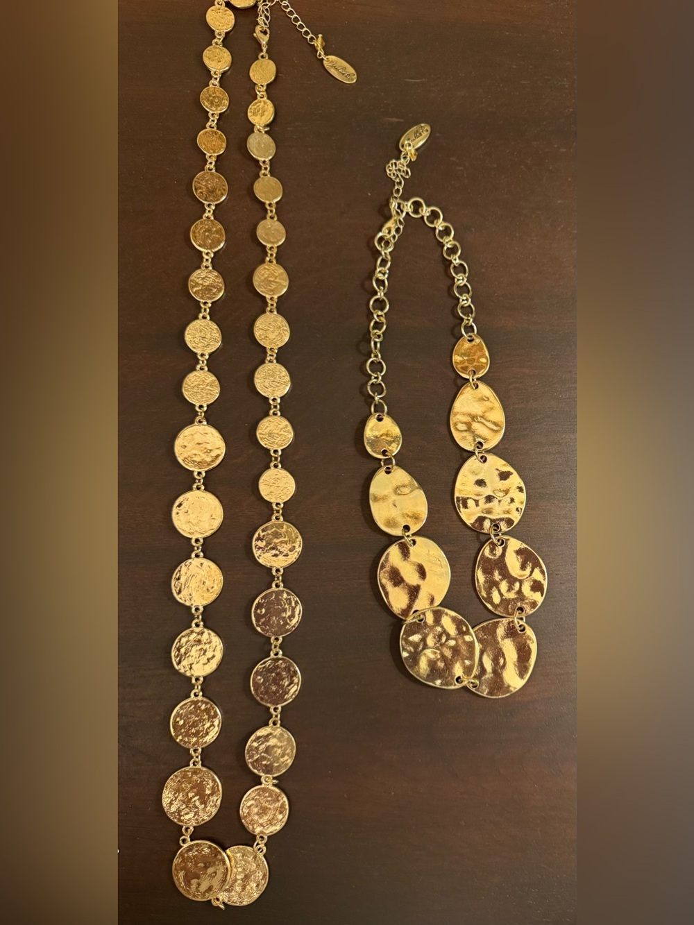 Jules B Gold Hammered Statement Necklace Set – 2 Necklaces